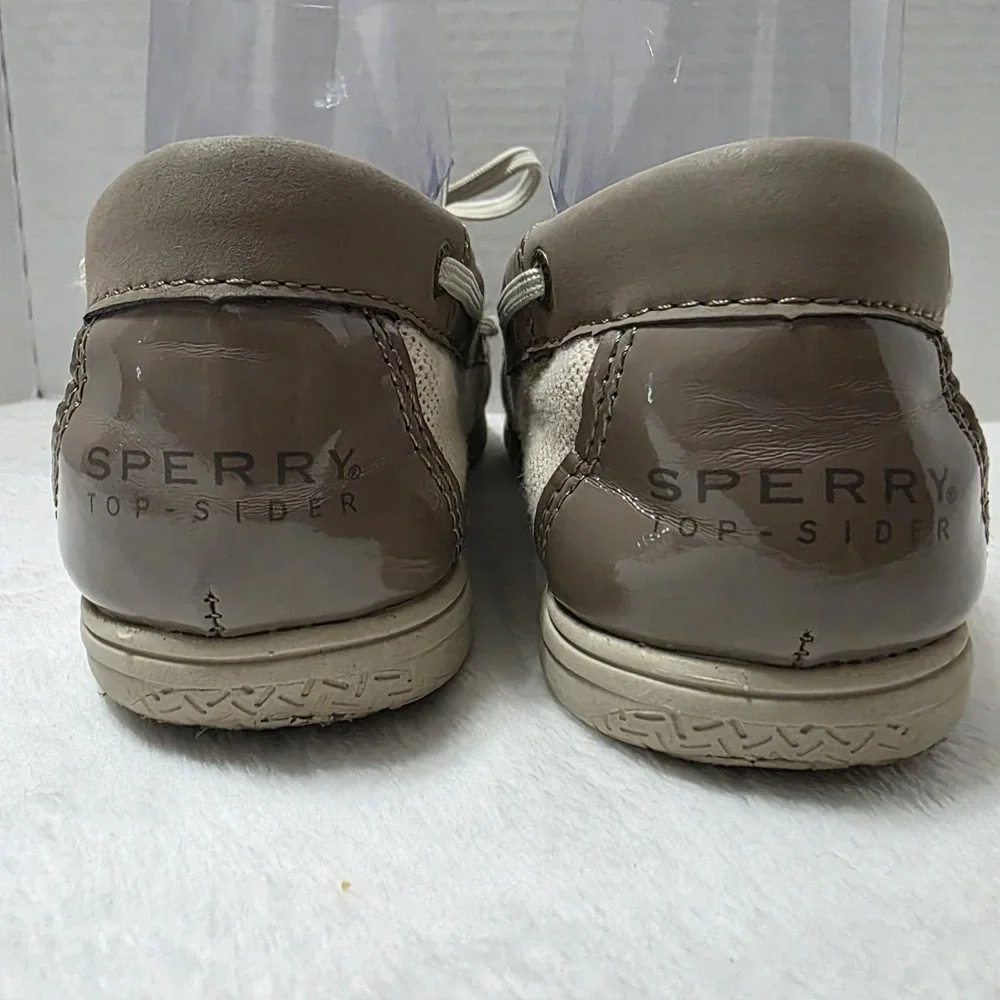 Sperry Top Sider Boat Shoes Women‎ 9.5 M Angelfish SlipOn Beige Leather STS94056